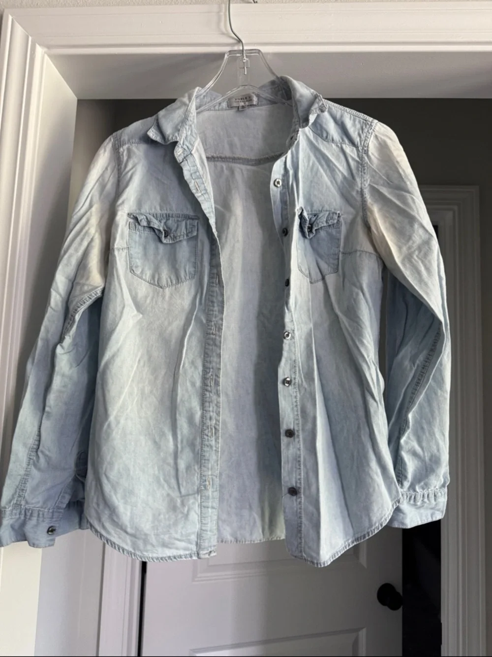 Light Blue Chambray Denim Shirt - Casual Button-Up - Picture 3 of 7